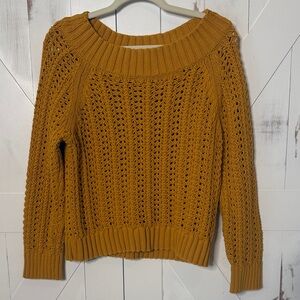 J Crew Openwork Knit Sweater Golden Mustard